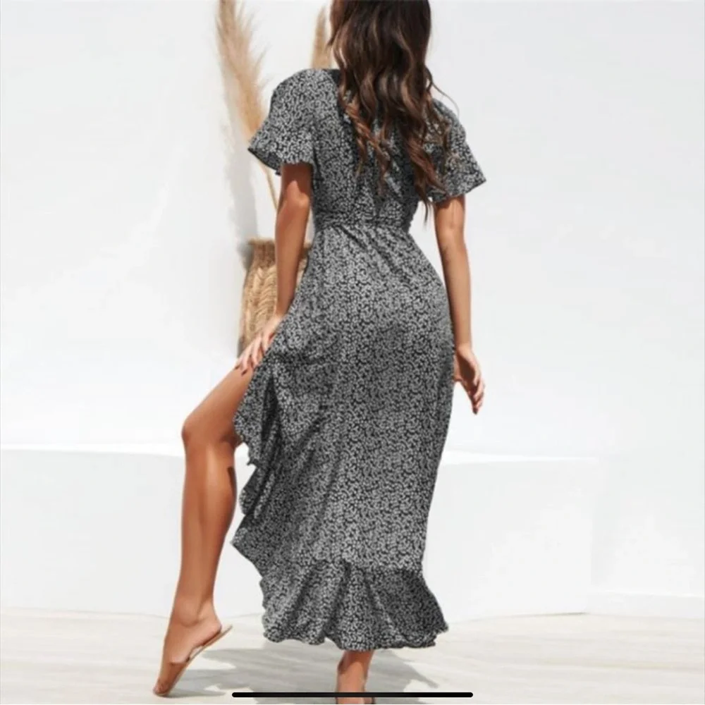 FLORAL RUFFLED WRAP DRESS - Picture 2 of 7